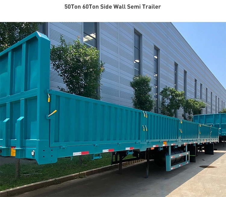 Heavy Duty 2/3/4 Axles 13m 80 Ton Sidewall Container Bulk Cargo Transport Side Drop Side Wall Semi Trailer
