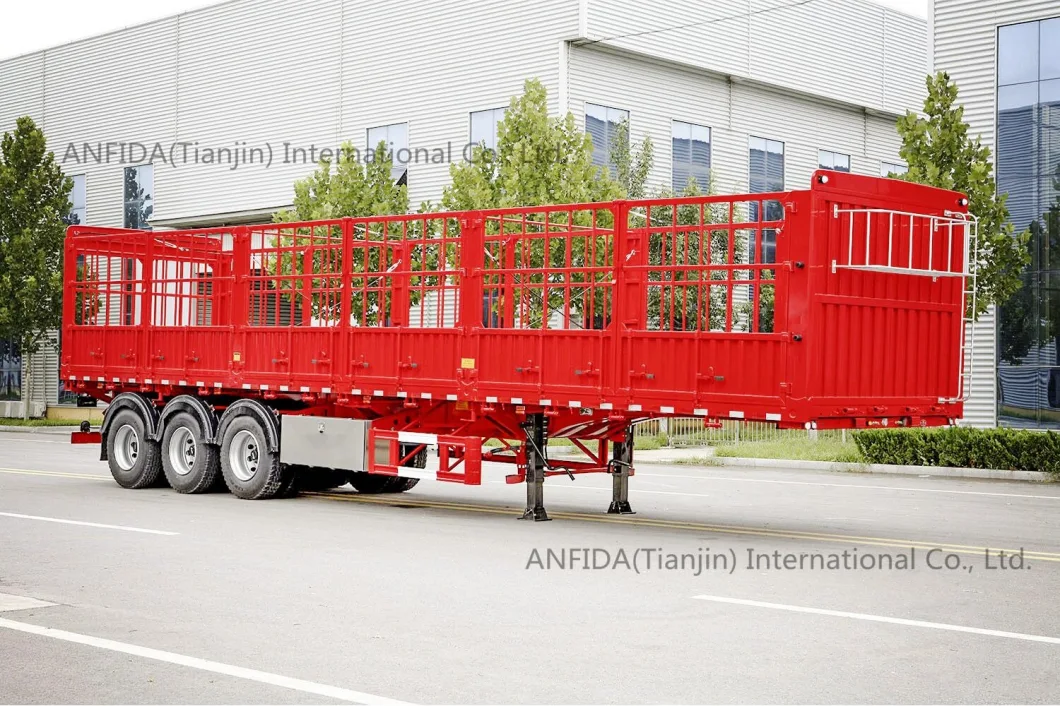 3 Axle Drop Side Fence Livestock Ttrailer Heavy Duty Cargo Ships Utility Semi Trailer