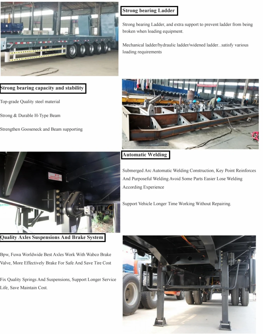 Second Hand Heavy Duty Cargo 40 FT Platform Long Excavator Transport Lowbed Semi Truck Trailer